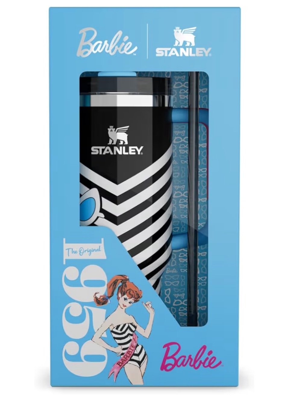 Stanley Barbie 1959 Original Quencher Black and White Chevron (40-ounce) NWT - Picture 8 of 12